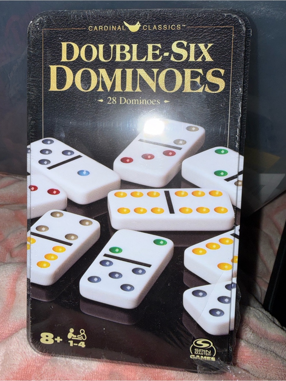 Double-Six Dominoes - White Tiles with Multi-Color Pips
